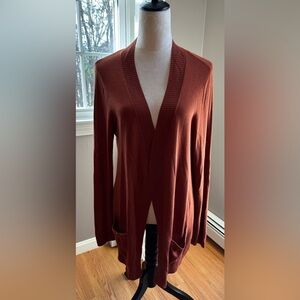 Pinque Open Cardigan, size medium.  Rust Brown color